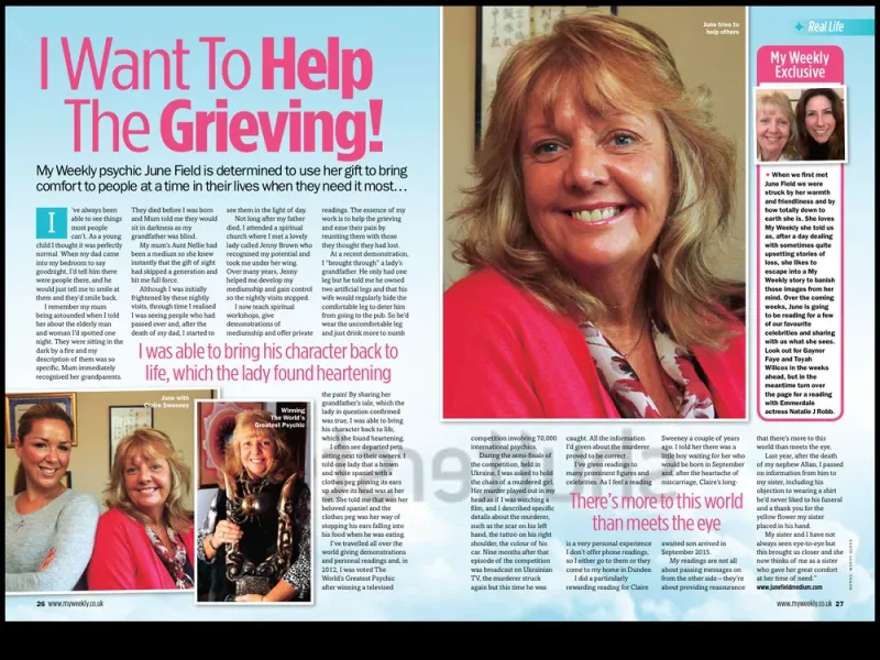 My Weekly Magazine write up about me prior to my readings for a celebrity every week.