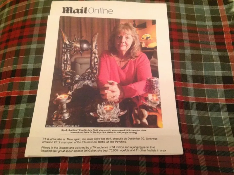 Daily Mail article with a photo of June beside her trophy