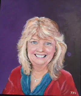Painted portrait of June Field
