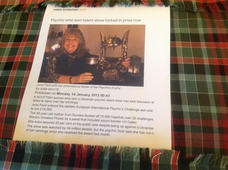 The Scotsman article headlined 'Psychic who won talent show locked in prize row'